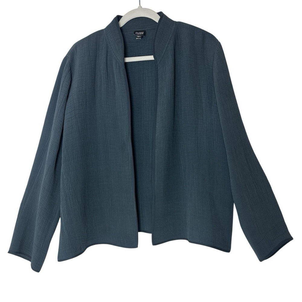 EILEEN FISHER Cardigan Jacket Women's Large Silk Blend Open Front Career Formal